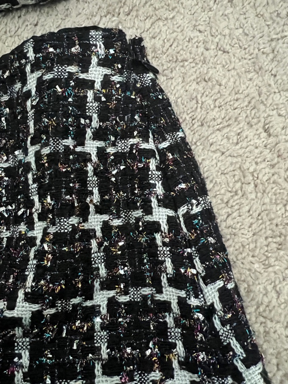 Black & White Tweed Skirt Set with Matching Headband and Pouch - Picture 6 of 6